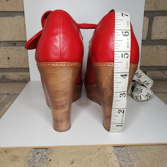 Paruolo designer shoes, red, wedge heel, tie strap - Picture 5 of 6